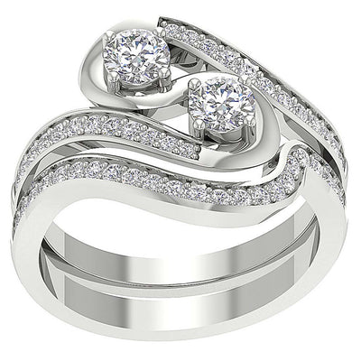 Forever Us Two Stone Bridal Engagement Ring I1 G 1.30 Ct Natural Diamond 14k White Gold Prong Set