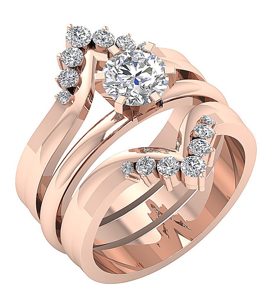 3 Piece Solitaire Engagement Wedding Ring Sets I1 G 1.60 Carat Genuine Diamond 14K White Gold