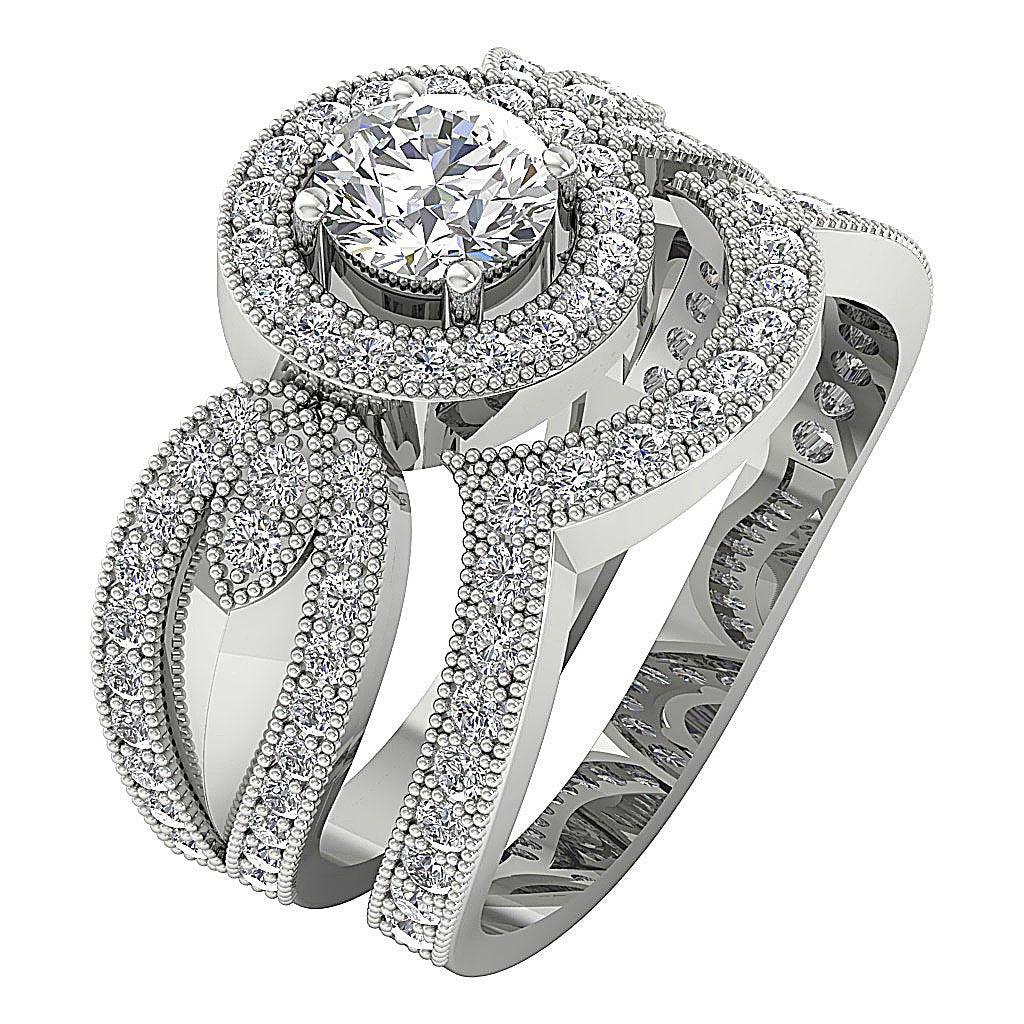 DesignerBridalRingProngSet14kWhiteGold