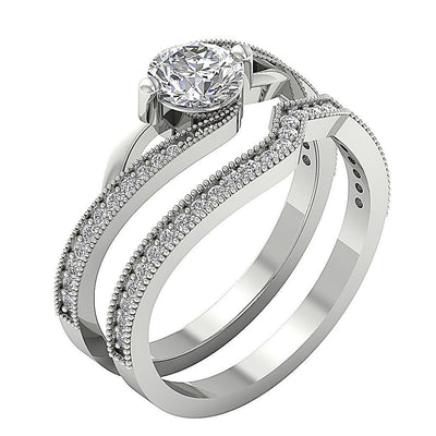 14K Solid Gold Bridal Anniversary Ring Prong Set SI1 G 1.25 Carat Round Diamond 9.20 MM