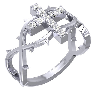 Cross Anniversary Wedding Ring SI1 G 0.30 Ct Round Cut Genuine Diamond 14K Solid White Gold