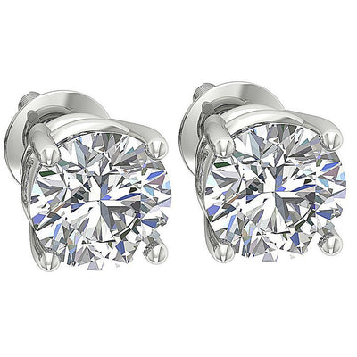 Solitaire Studs Earrings Set I1 G 1.60Ct Natural Diamond 14k / 18k Solid Gold