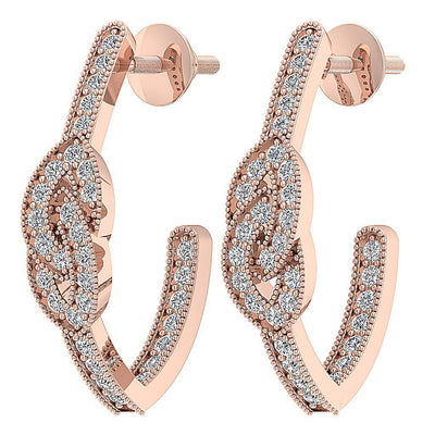 Prong Set Fashion Engagement Earrings Natural Diamond SI1/I1 G 0.90 Ct 18k/14k White Yellow Rose Gold