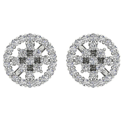 Natural Diamond Fashion Engagement Earrings SI1/I1 G 1.10 Ct 18k/14k White Gold Prong Set