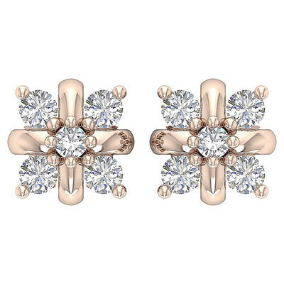 Prong Set Solitaire Studs Anniversary Earring Round Diamond SI1/I1 G 0.30 Ct 18k/14k White Yellow Rose Gold
