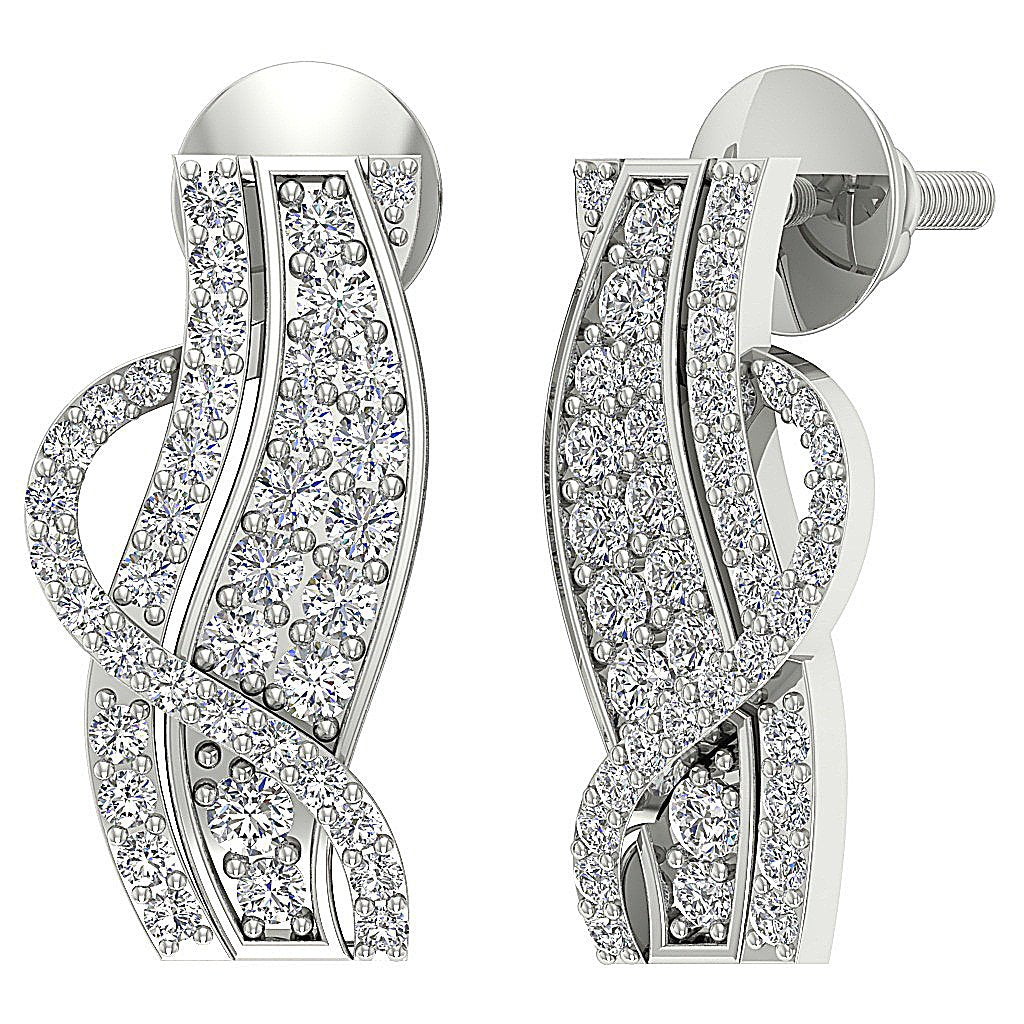 Designer Huggie Anniversary Earrings Round Diamond SI1/I1 G 0.75 Ct 18k/14k Solid Gold Prong Set