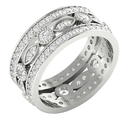 I1 G 2.25 Ct Genuine Diamond 14k Solid Gold Designer Engagement Eternity Ring