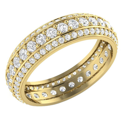 Prong Set 14k White Yellow Rose Gold Round Diamond I1 G 2.25 Ct Eternity Anniversary Ring