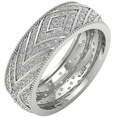 I1 G 1.65 Ct Round Diamond 14k White Gold Vintage Eternity Anniversary Ring Prong Set