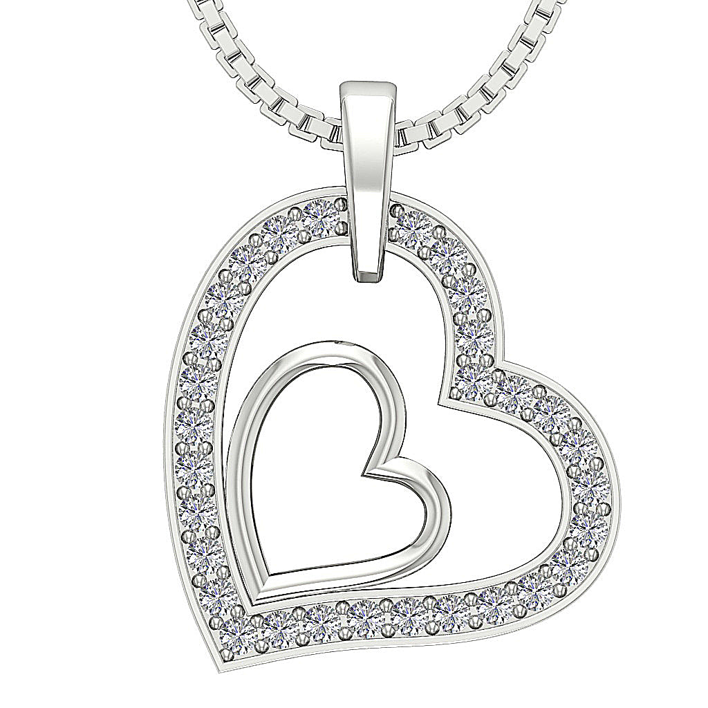 The Gianni Round Brilliant Cut Diamond 14K Solid Gold Heart Pendant ne