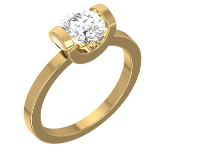 1.25 carat Solitaire Diamond Engagement Ring For Women I1 G 14K Gold Bar Set