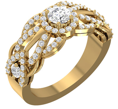 Gold Solitaire Engagement Ring Round Diamond I1 G 1.35 Carat 14K Solid Yellow Gold