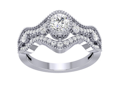 Best Wedding Band For Round Solitaire Prong Set SI1 G 1.10 Carat 14K Solid Gold