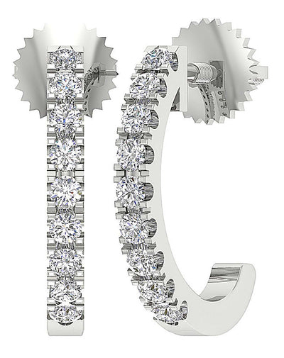 Genuine Diamond Fashion Wedding Earrings SI1/I1 G 0.30 Ct 18k/14k White Gold Prong Set
