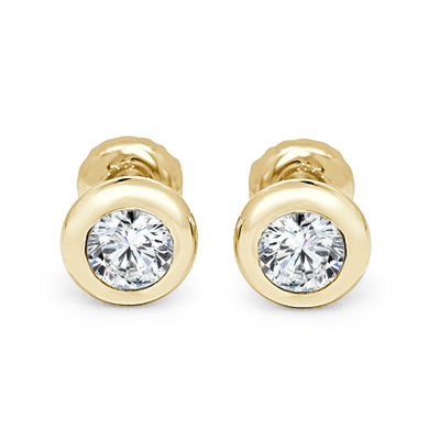 14k/18k Rose Gold Solitaire Studs Anniversary Earrings Round Diamond SI1/I1 G 0.60 Ct Prong Set