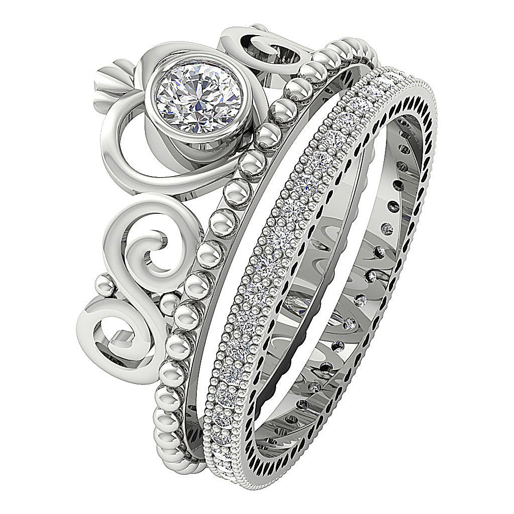 Designer Solitaire Bridal Ring Set Prong & Bezel Set I1 G 0.80 Ct Round Cut Diamond