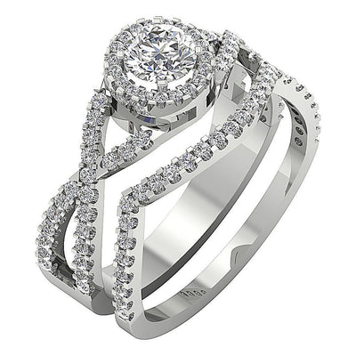 Designer Halo Solitaire Anniversary Ring Set I1 G 1.30 Ct Natural Diamond