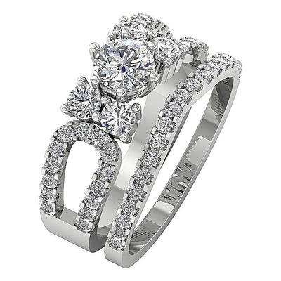 Solitaire Diamond Engagement Ring Sets I1 G 2.00 Carat Prong Set 8.40MM
