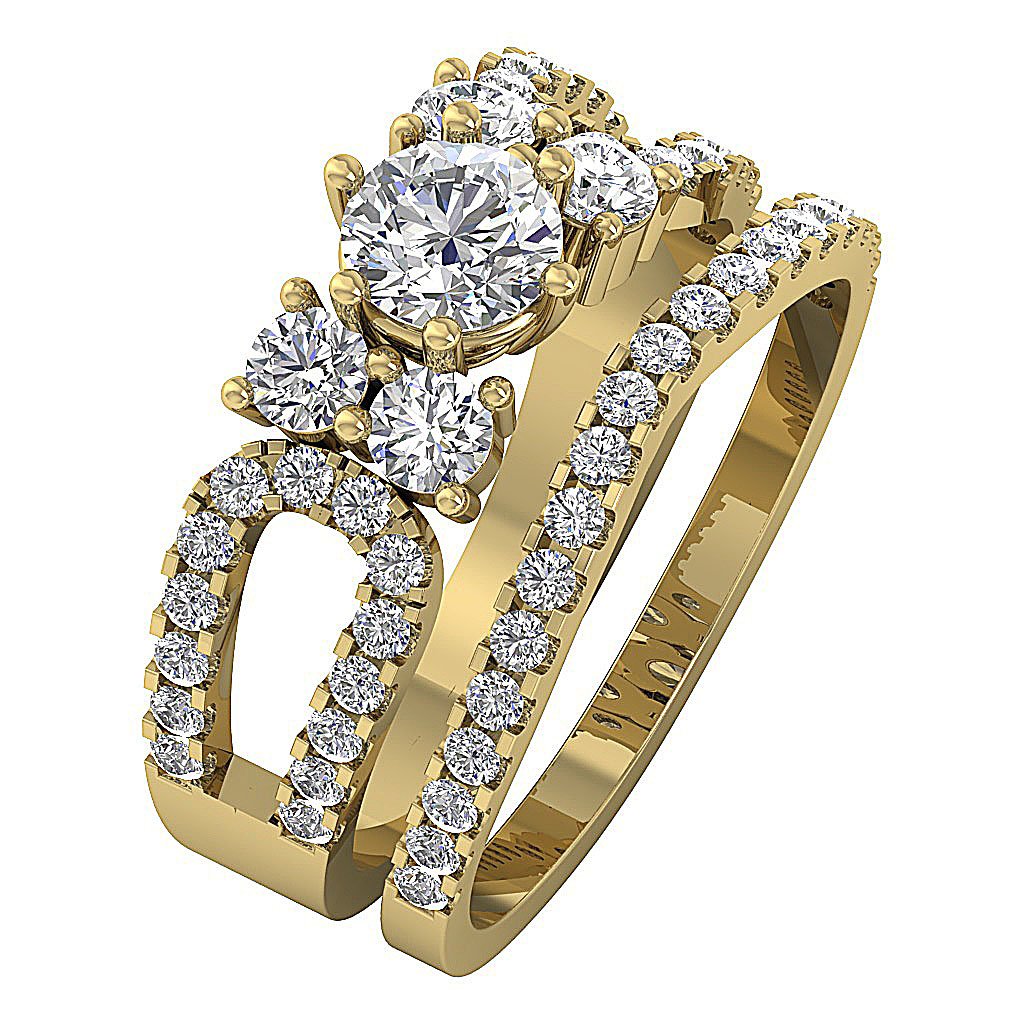 Solitaire Diamond Engagement Ring Sets I1 G 2.00 Carat Prong Set 8.40MM