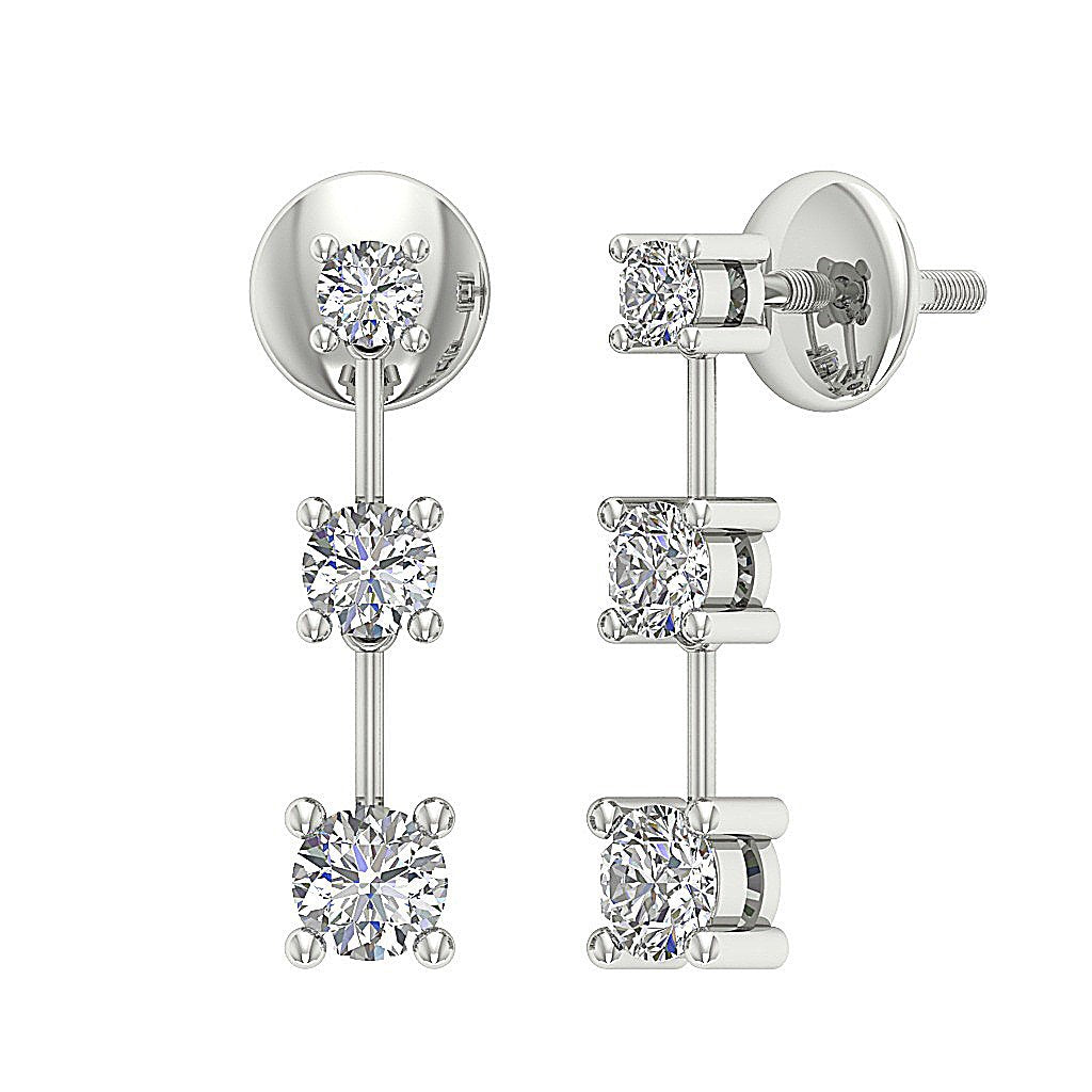SI1/I1 G 0.55 Ct Dangle Engagement Earrings Natural Diamonds 18k/14k Yellow Gold Prong set