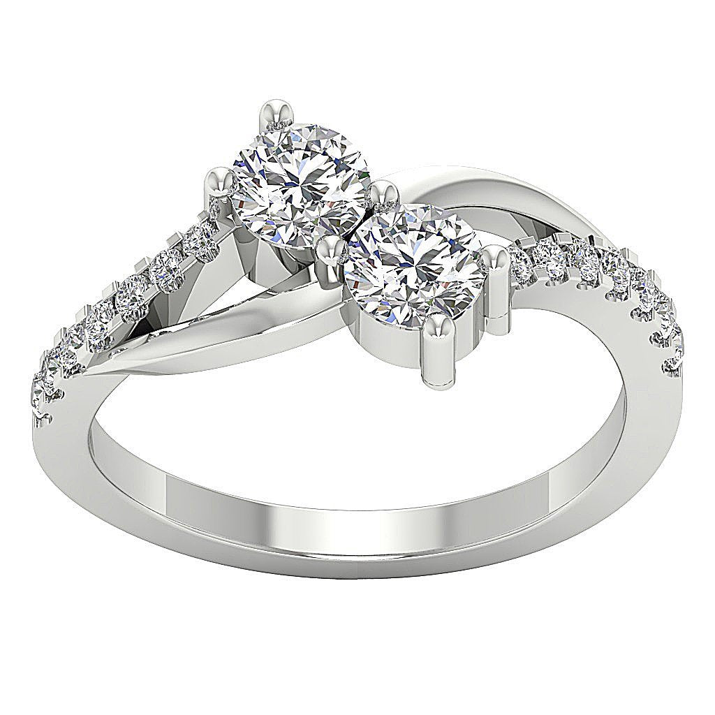 Prong Set SI1 G 1.10 Ct Forever Us Two Stone Anniversary Ring Round Diamond 14k Rose Gold