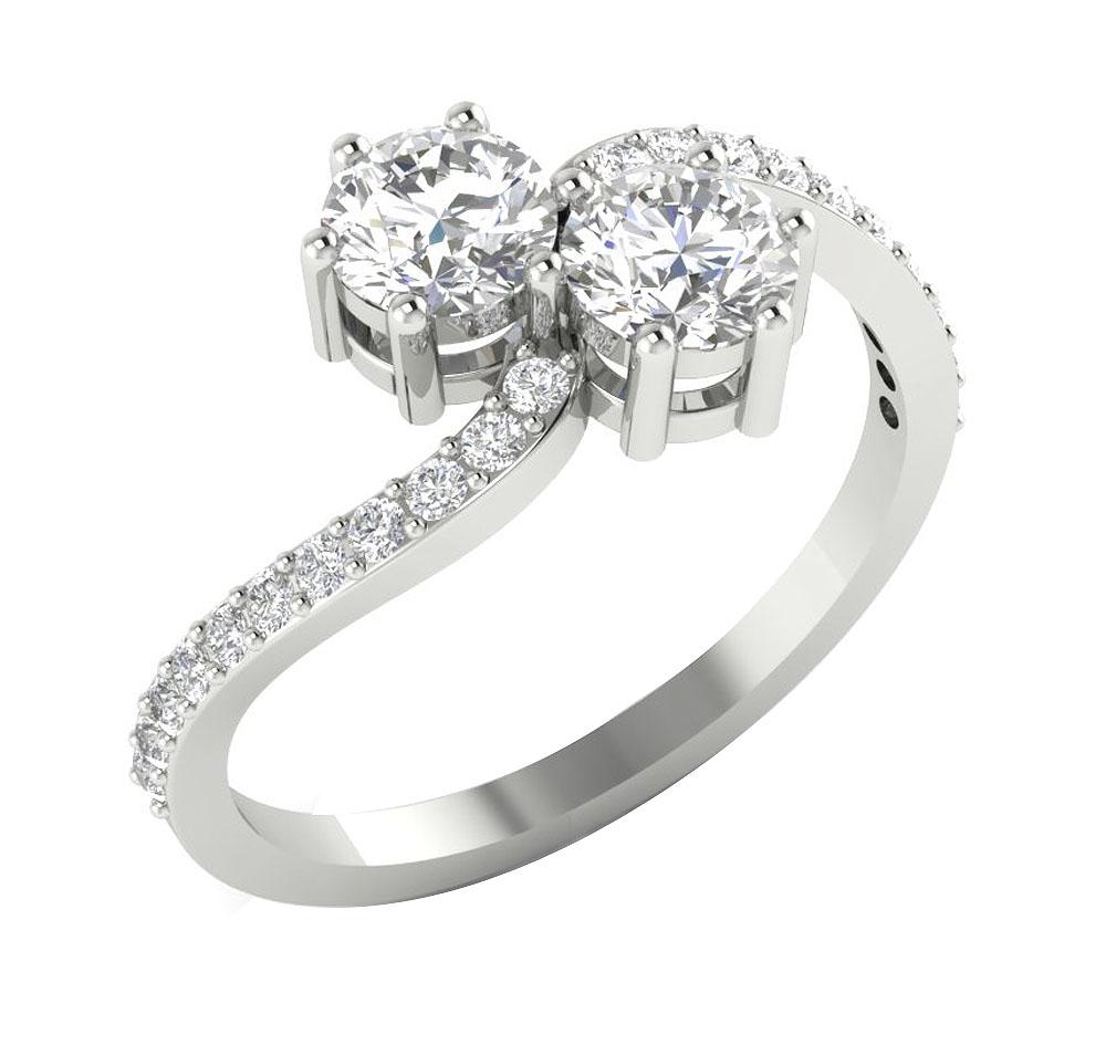 14k Rose Gold Forever Us Two Stone Solitaire Anniversary Ring SI1 G 1.45 Ct Round Diamond