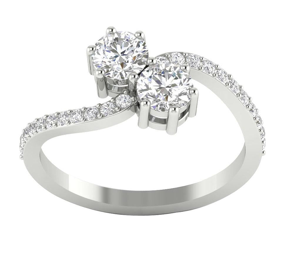14k Rose Gold Forever Us Two Stone Solitaire Anniversary Ring SI1 G 1.45 Ct Round Diamond
