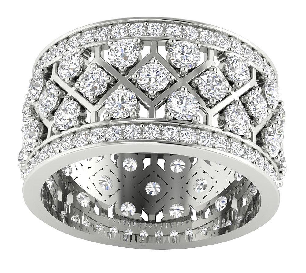 SI1 G 3.50 ct Designer Wedding Eternity Ring Natural Diamond 14k Yellow Gold
