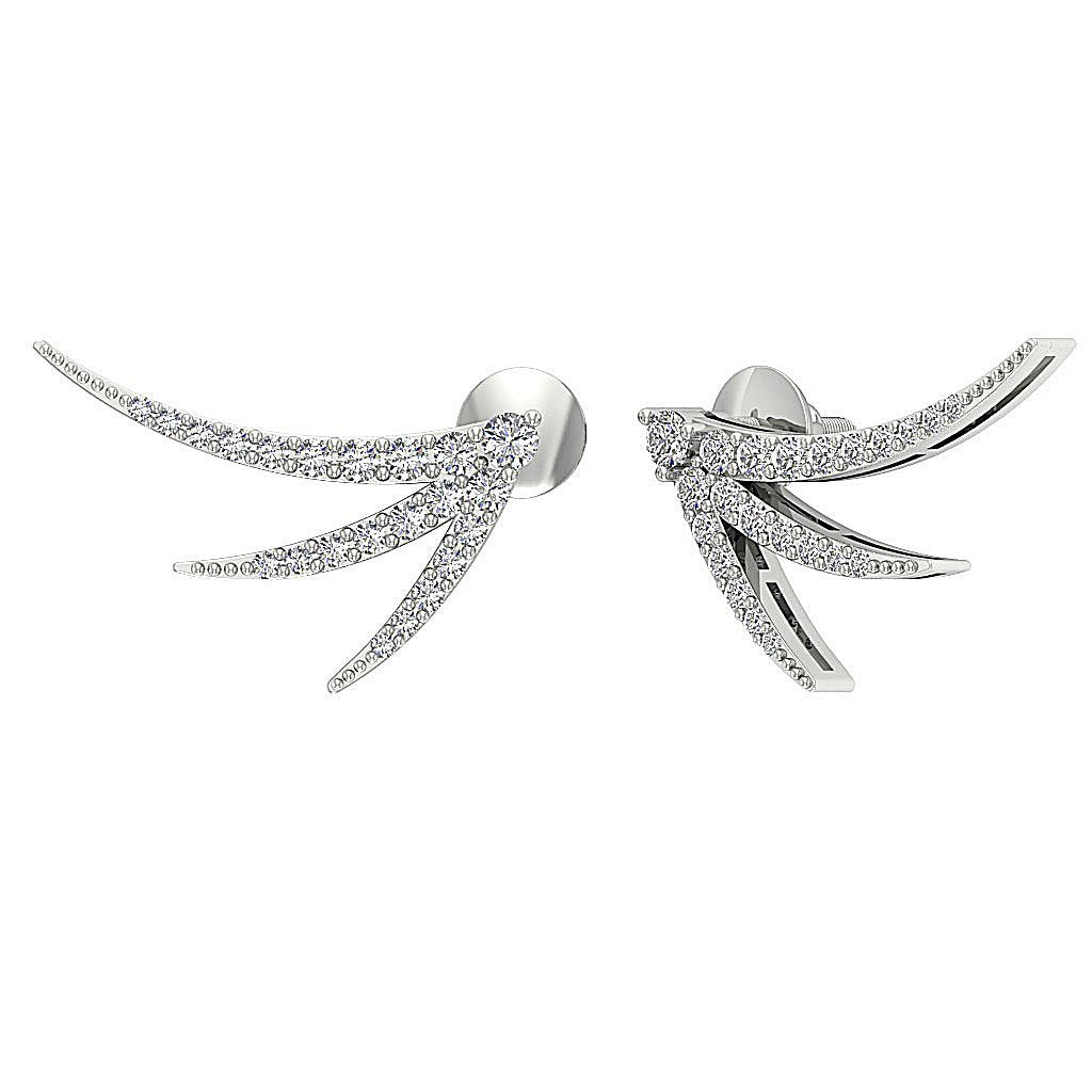Round Diamond Fashion Anniversary Earrings SI1/I1 G 0.60 Ct 18k/14k White Gold Prong Set
