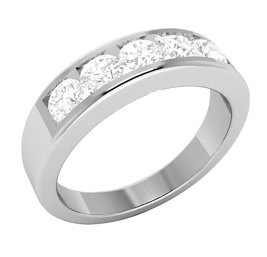 5.00 MM Five Stone Wedding Ring I1 G 1.00 Ct Genuine Diamond 14k Yellow Gold Channel Set