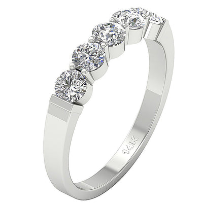 2.00 MM Five Stone Wedding Ring SI1 G 1.00 Ct Genuine Diamond 14k Rose Gold Prong Set