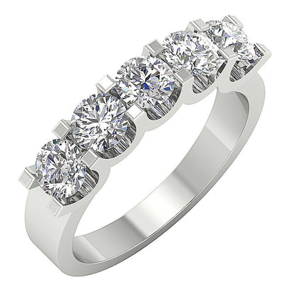 14k White Yellow Rose Gold Designer Five Stone Engagement Ring Natural Diamond I1 G 2.00 Ct