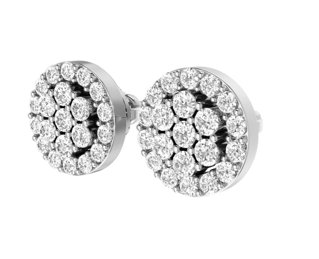 Designer Halo Solitaire Studs Earrings 14k/18k Solid Gold Natural Diamonds VS1 E 0.90 Ct