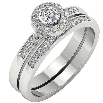 Designer Halo Engagement Ring Natural Diamond I1 G 0.85 Carat