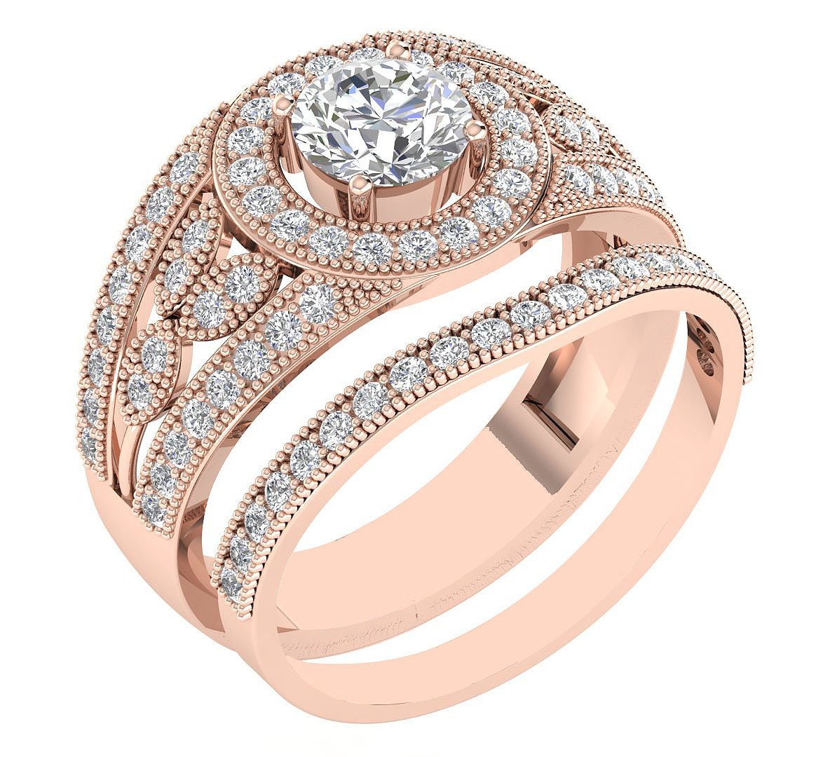 Designer Halo Vintage Solitaire Engagement Ring Round Cut Diamond I1 G 1.75 Ct