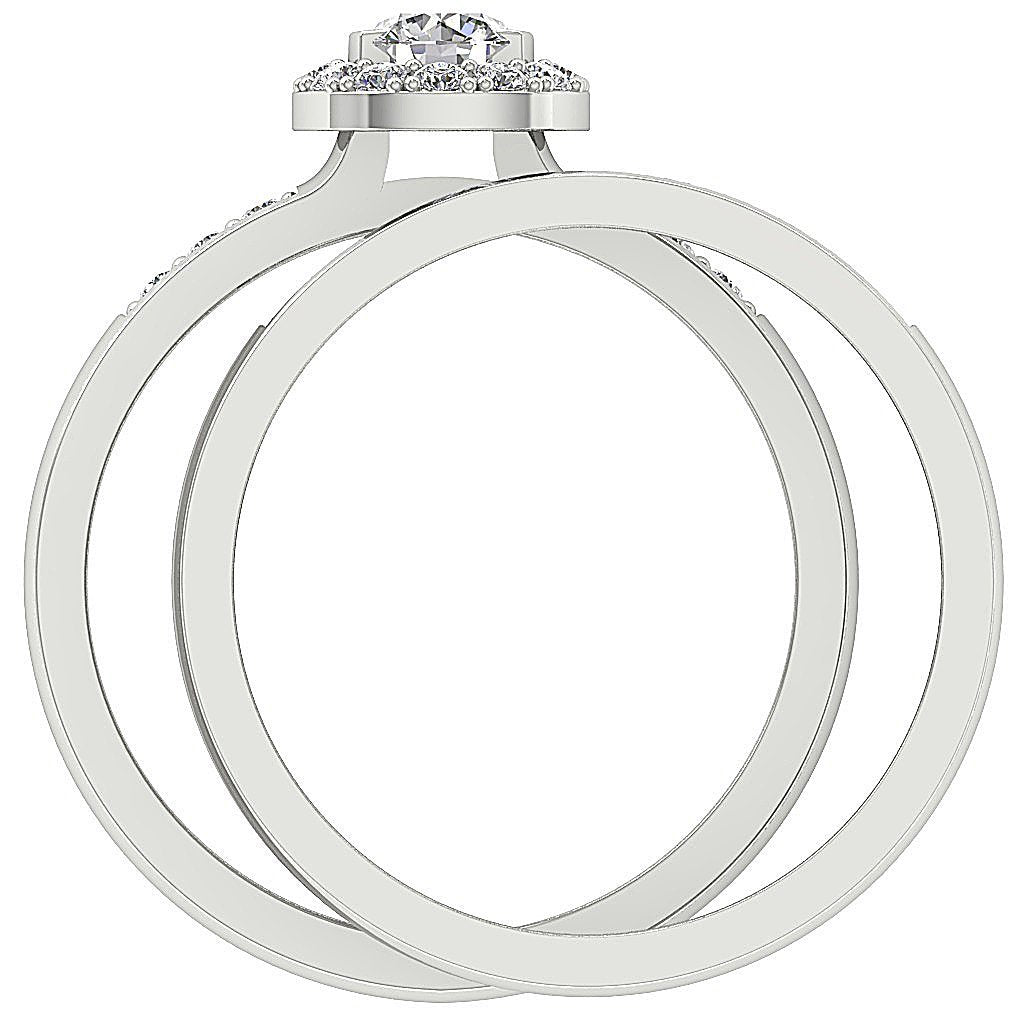 Designer Halo Engagement Ring Natural Diamond I1 G 0.85 Carat