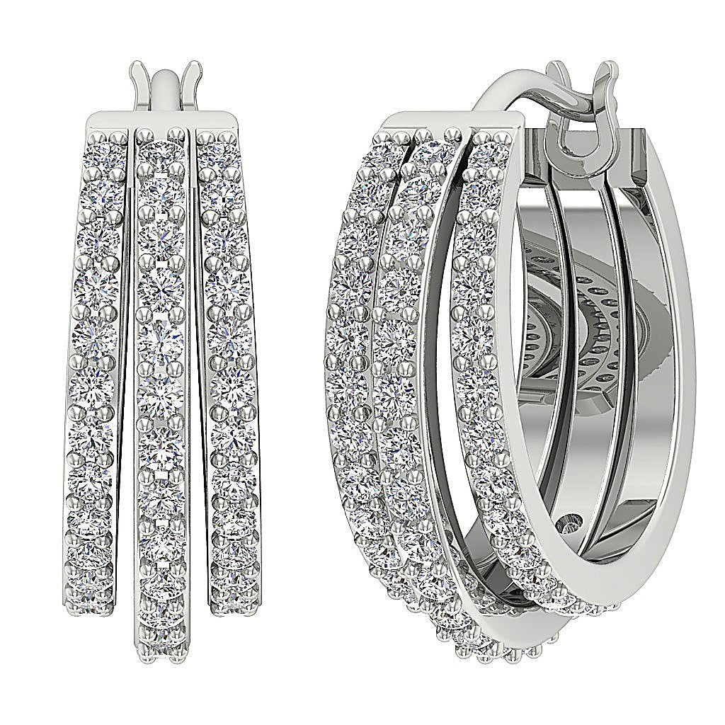 DesignerHoops14kWhiteGoldEarringProngSet