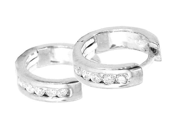 18k/14k Rose Gold Tiny Hoop Anniversary Earrings Round Diamond VVS1/VS1/SI1/I1 0.20 Ct Channel Set