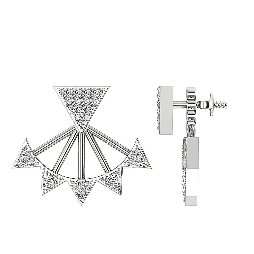 14k/18k Solid Gold Natural Diamonds I1 H 0.55 Ct Removable Jacket Studs Earrings Prong Set 20.88MM