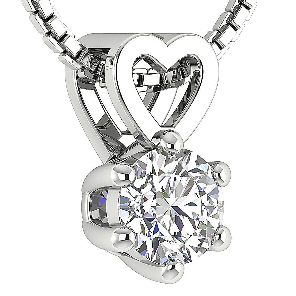 Solitaire Pendants 14k/18k White Gold VS1/SI1/I1 0.50 Ct Genuine Diamonds