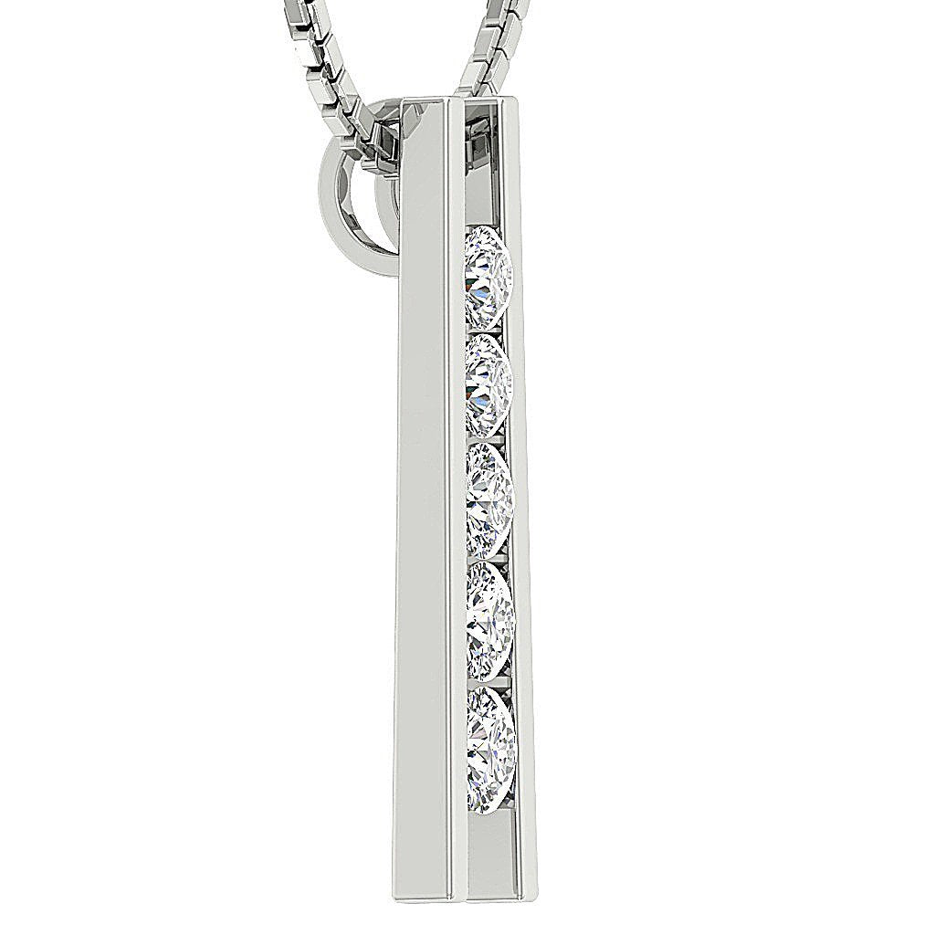 DesignerNaturalCutDiamond14kWhiteGoldChannelSetPendants
