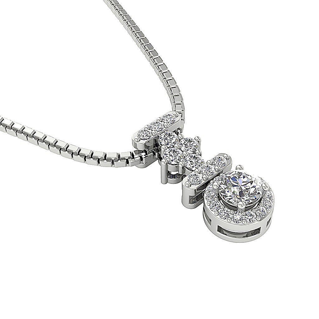 Halo Cluster Pendants 14k/18k Solid White Gold Natural Diamonds SI1/I1 G 0.65 Carat