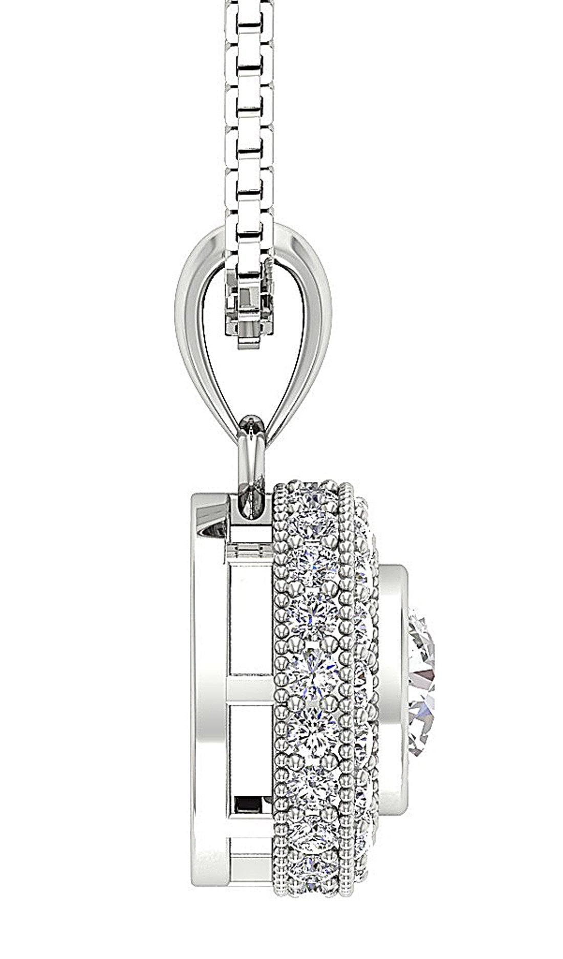Halo Cluster Pendants Prong Bezel Set Round Diamond I1/SI1 G 1.00 Carat 14k/18k Solid White Gold
