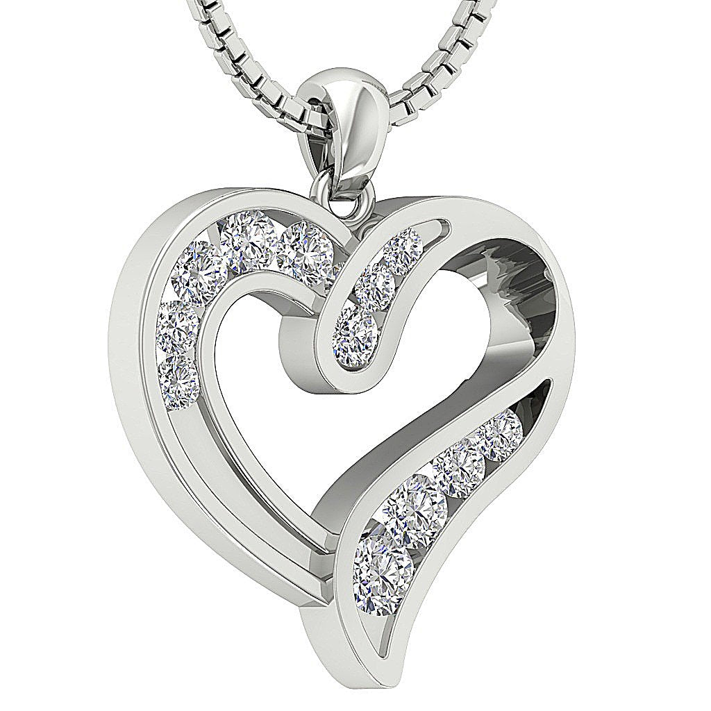 DesignerGenuineDiamond14kWhiteGoldHeartPendants