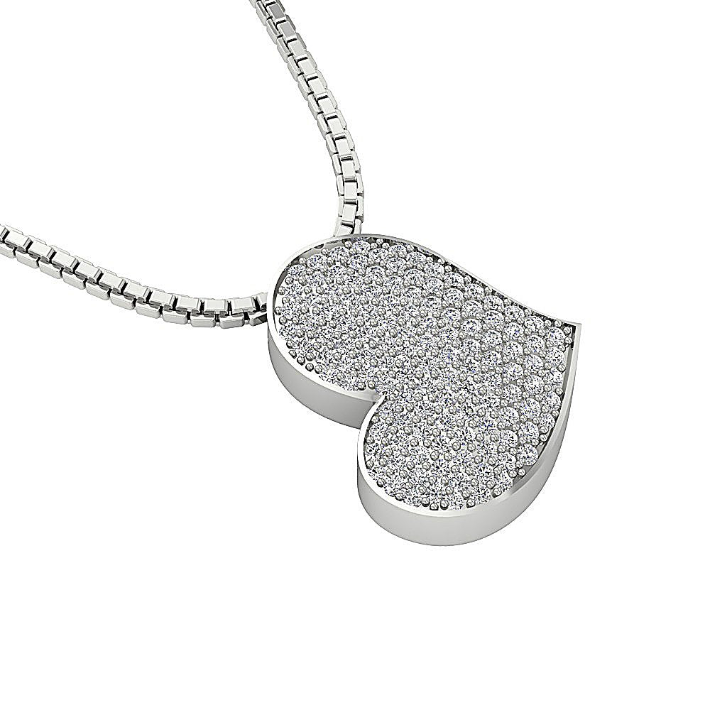 DesignerRoundDiamond14kWhiteGoldHeartPendants