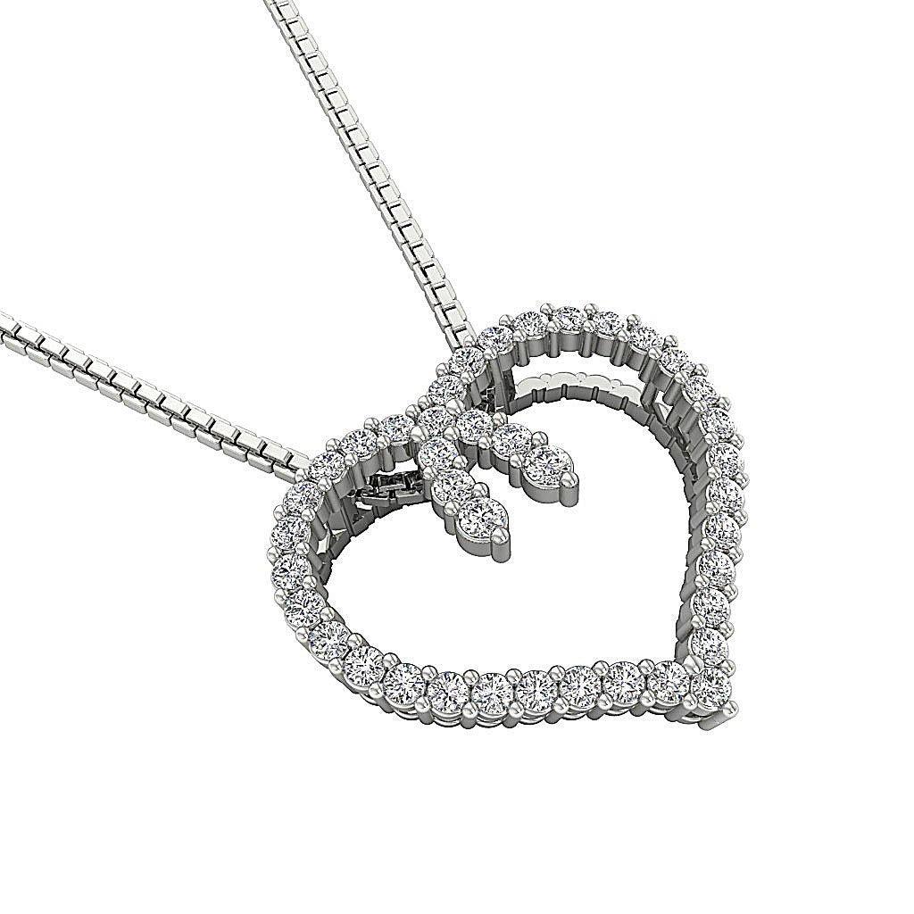 Heart Shape Pendants 14k/18k Solid Gold Natural Diamonds SI/I1 G 0.50 Ct