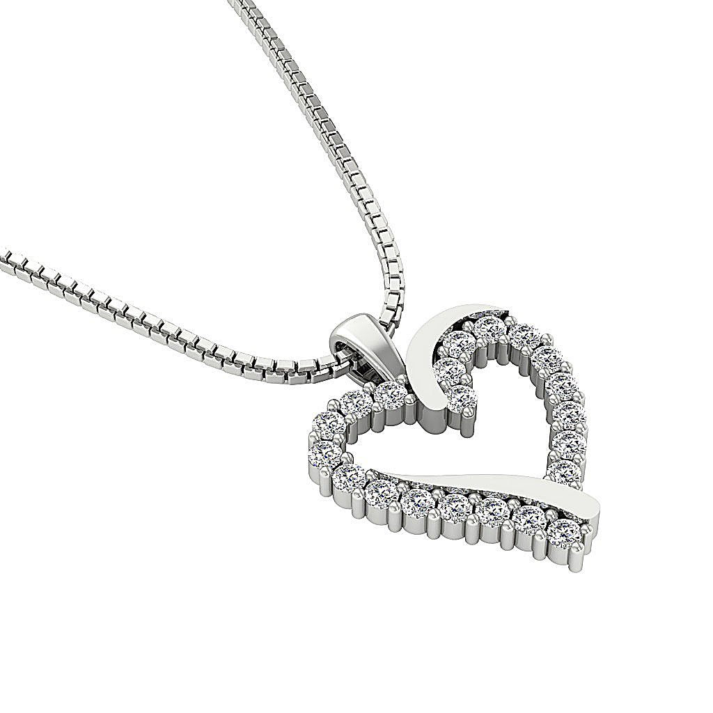 DesignerRoundDiamond14kWhiteGoldHeartPendants