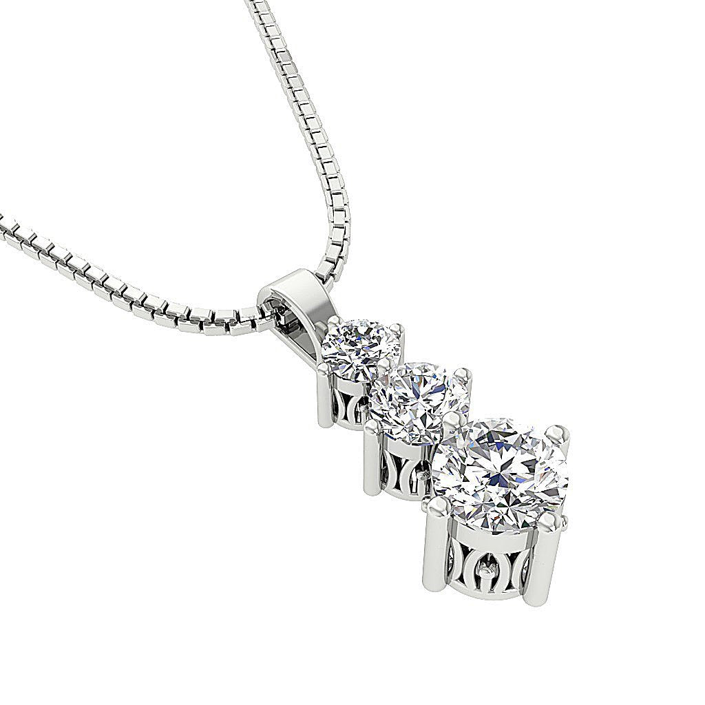 Journey Pendants SI1/I1 G 1.00 Ct Natural Diamonds 14k/18k White Yellow Rose Gold