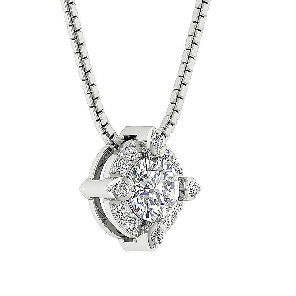 Halo Cluster Pendants 14k/18k Gold Natural Diamonds VS1/SI1/I1 G 0.65 Carat