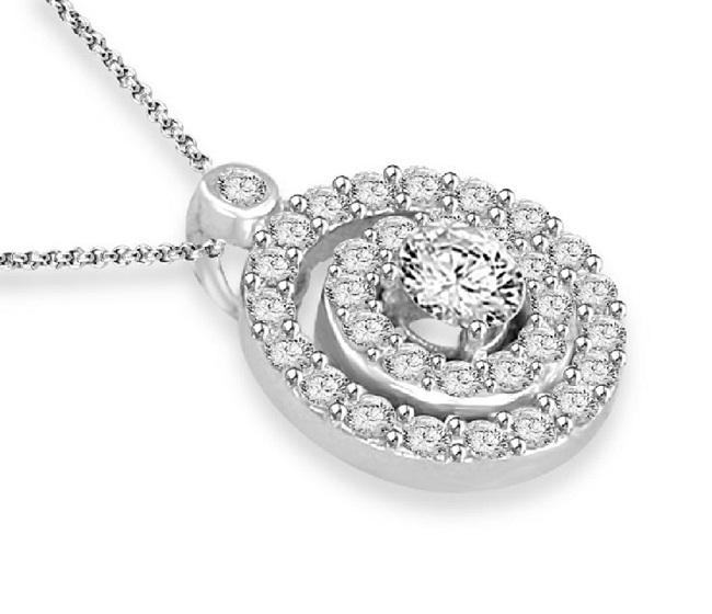 Double Halo Cluster Pendants 14k/18k White Yellow Rose Gold Natural Diamonds I1 G 0.75 Ct